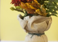 burlap vase_1 Rustic, charming and unexpected. Create a new look for your vase to highlight the colorful fall florals.