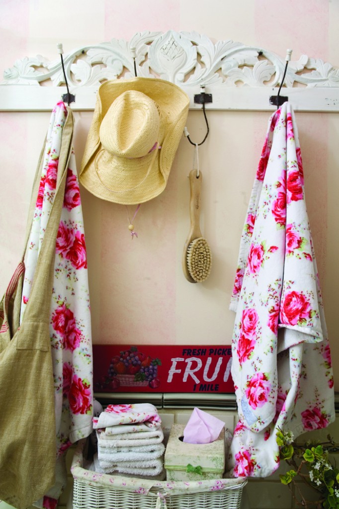 bathrooms with their bright floral fabrics