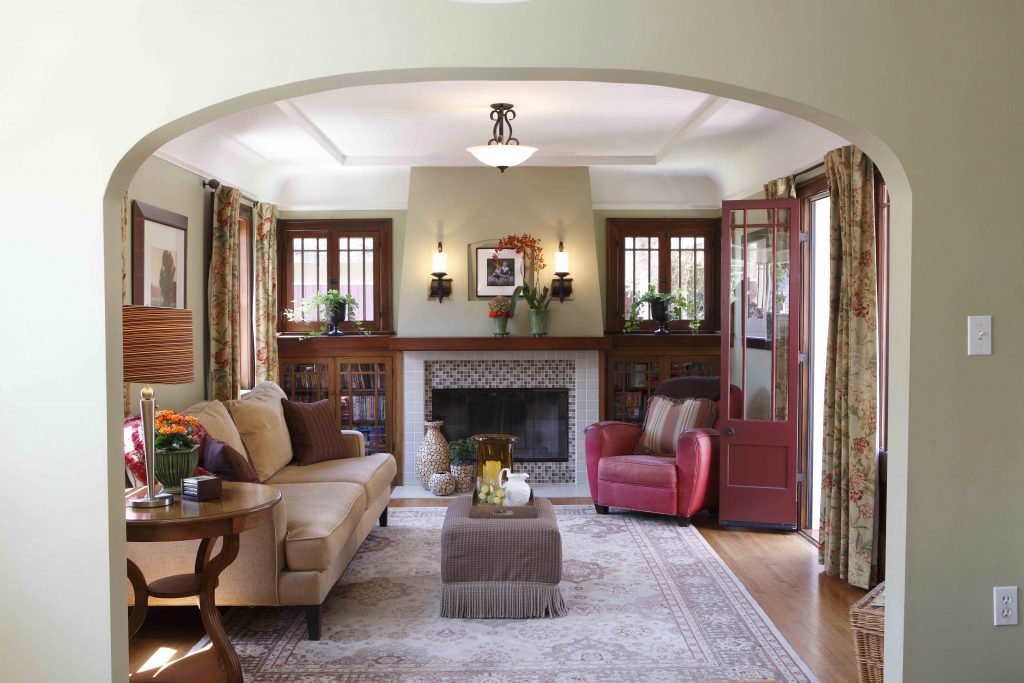 living room of a spanish colonial cottage