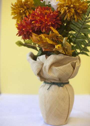 burlap vase_1 - Cottage style decorating, renovating and entertaining