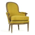 1.+Emeze+French+Country+Saffron+Yellow+Carved+Wood+Bergere+Club+Chair