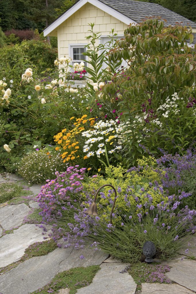 Flowers in front of a house