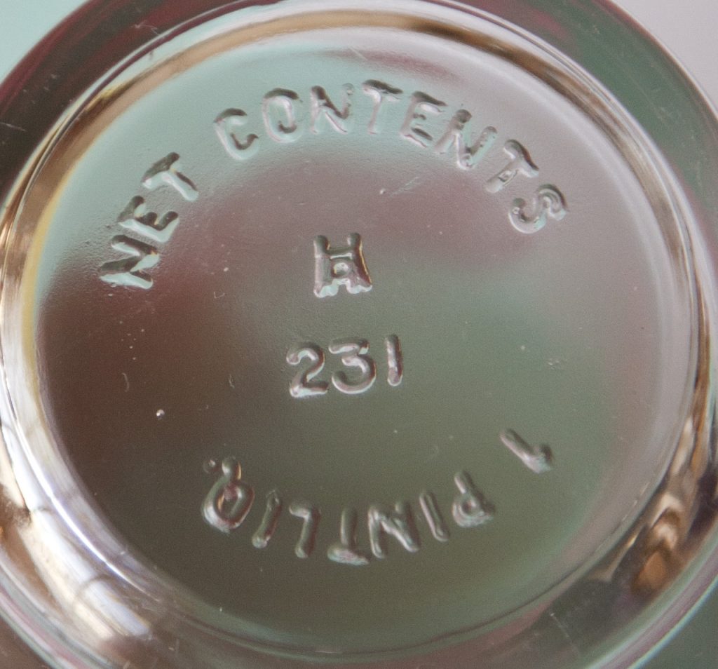 Makers Mark on the bottom of a piece of hazel atlas glassware