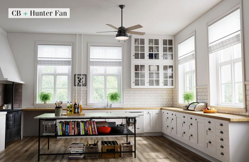 industrial chic ceiling fan in the kitchen