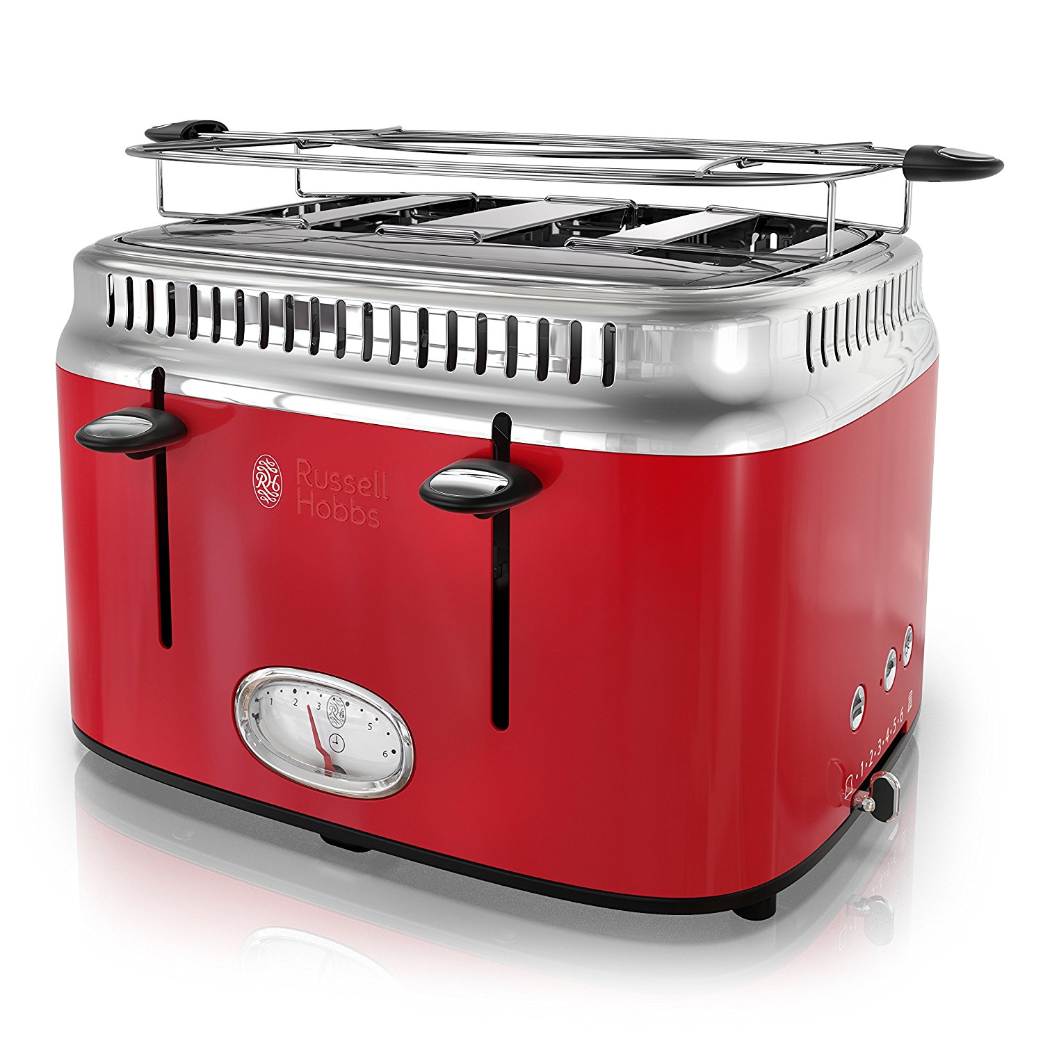 Red Russell Hobbs retro toaster oven.