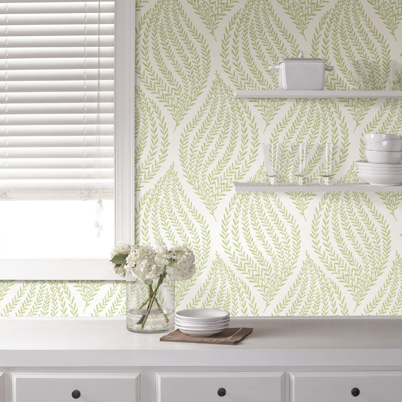 green earthy patterned wallpaper