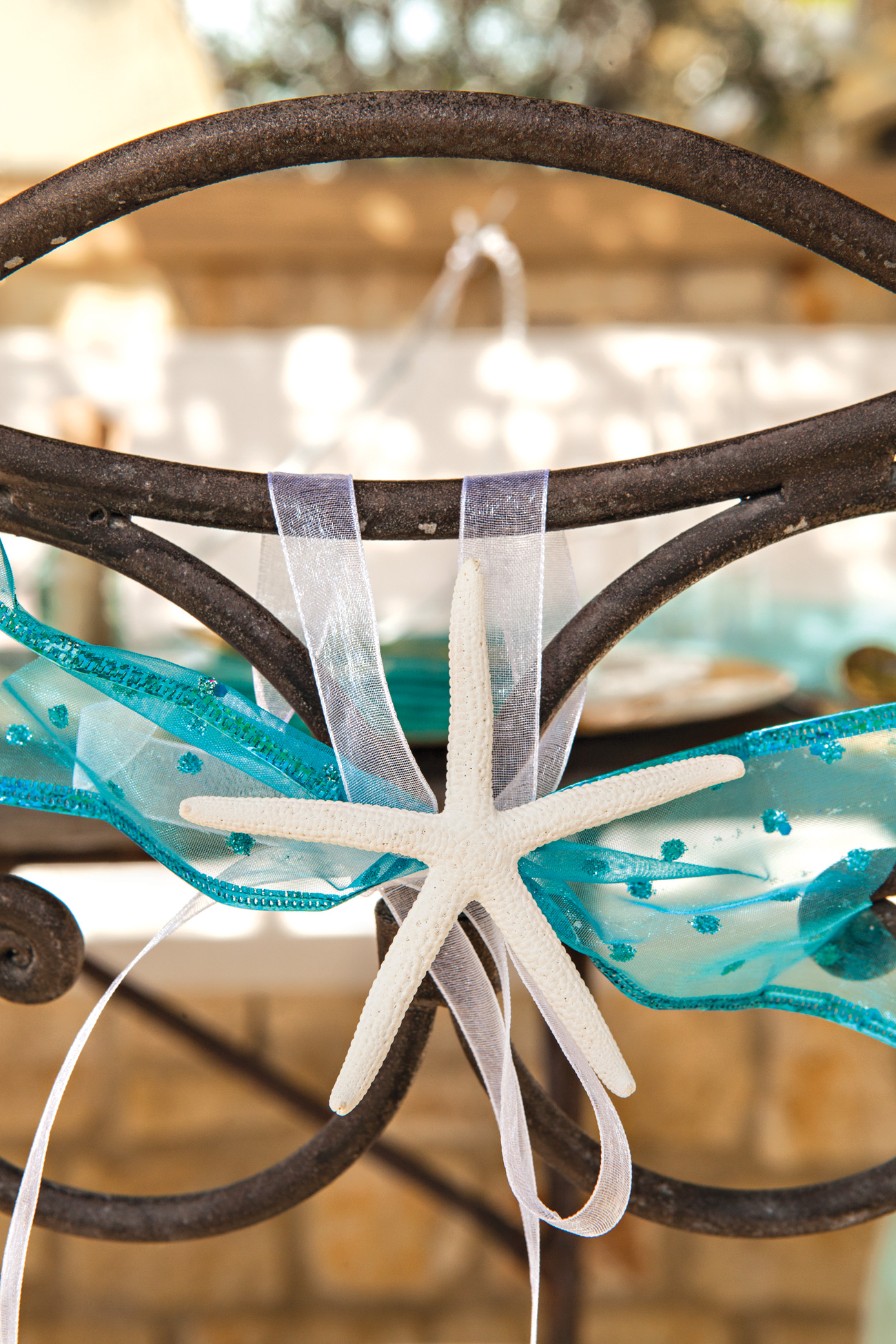 Chair decor for seaside dinner party