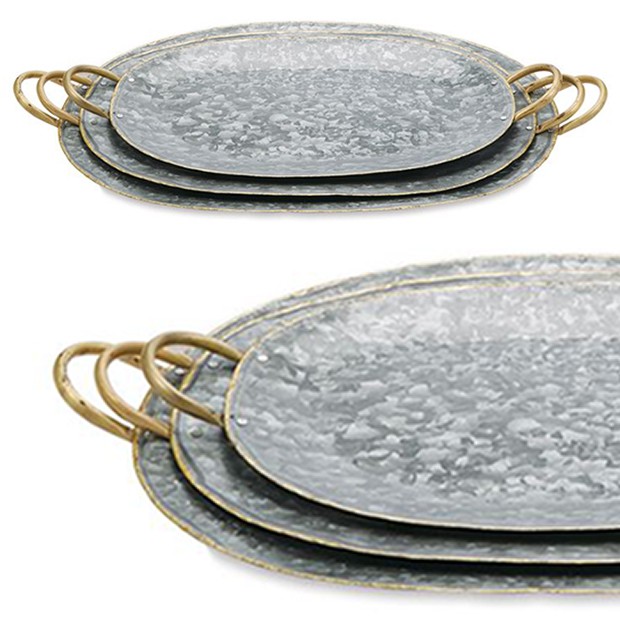 galvanized oval serving tray set for summer bbq 's