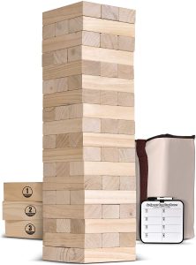 giant outdoor jenga with carrying case and scoreboard