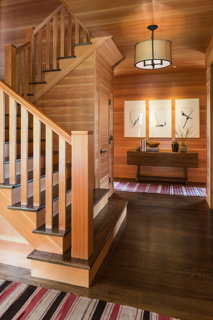 Wood staircase in Bainbridge Island cottage