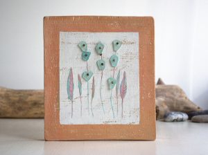 Simple feather handmade sea glass art