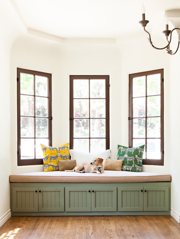 bungalow bay window after shot with 3 large windows and custom designed window seating. 