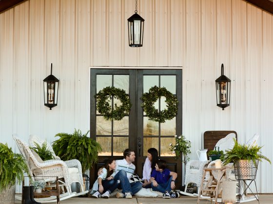 The 2018 Cottages & Bungalows Project House front porch where the Busenitz family spends time together sitting in the rocking chairs.