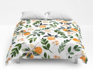 orange and orange leaves duvet cover for a fun summer linen