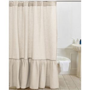 ruffle linen shower curtain