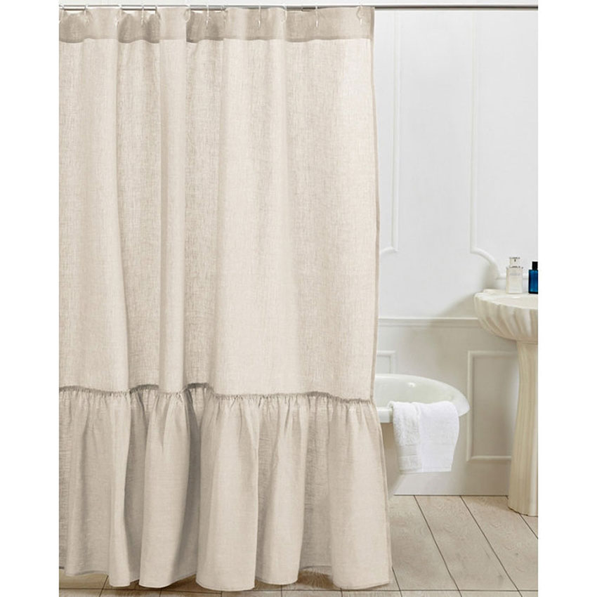 ruffle linen shower curtain