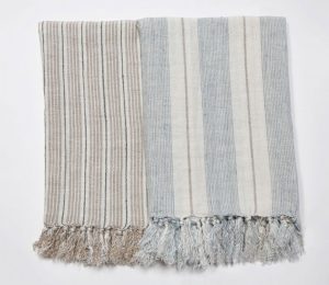 striped summer linen throws