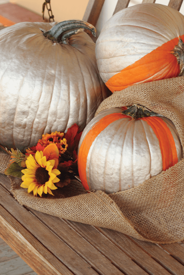 Give your pumpkin a fresh spin on a classic fall look with metallic paint. 