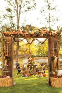 A harvest dinner outdoors inspired by farmhouse elements and vineyard romance.