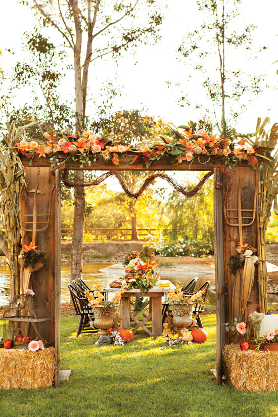 A harvest dinner outdoors inspired by farmhouse elements and vineyard romance. 