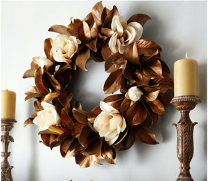 Hand-Painted Magnolia Wreath, $350 //  Horchow
