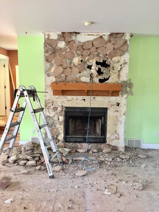 fireplace after demo with stone removed