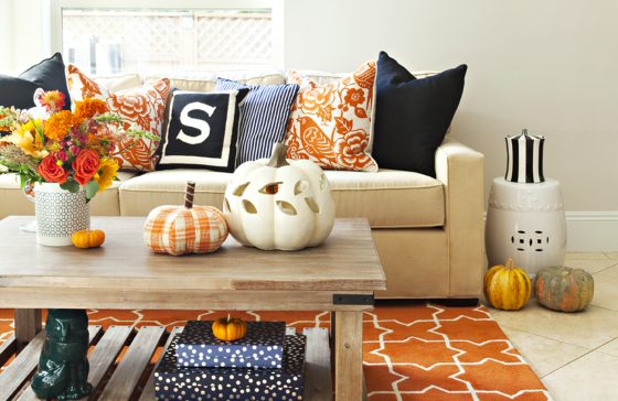 fall style sofa and coffee table