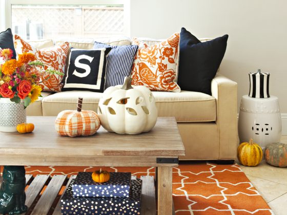 fall style sofa and coffee table