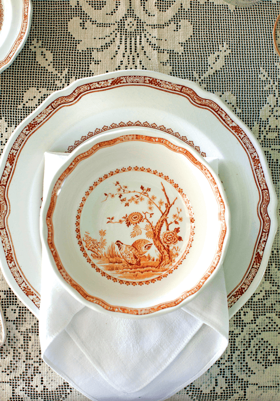 Transferware plates with ornate designs