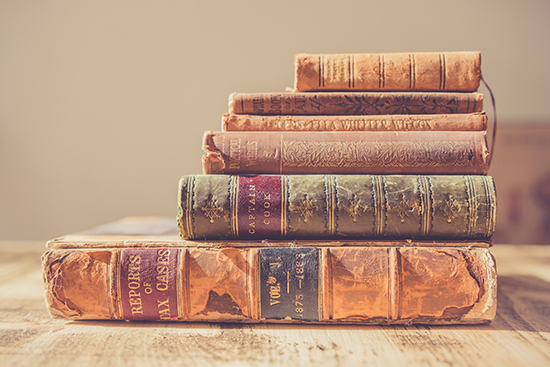 Stack of antique books