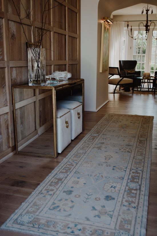 Area rug runner from LillieKat Rugs; shown here in a hallway.