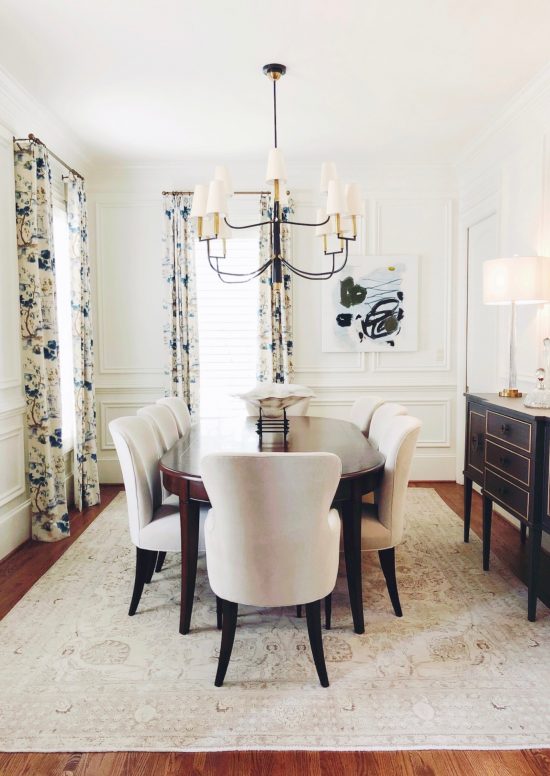 Area rug from Lillie Kat Rugs; shown here in a dining room.