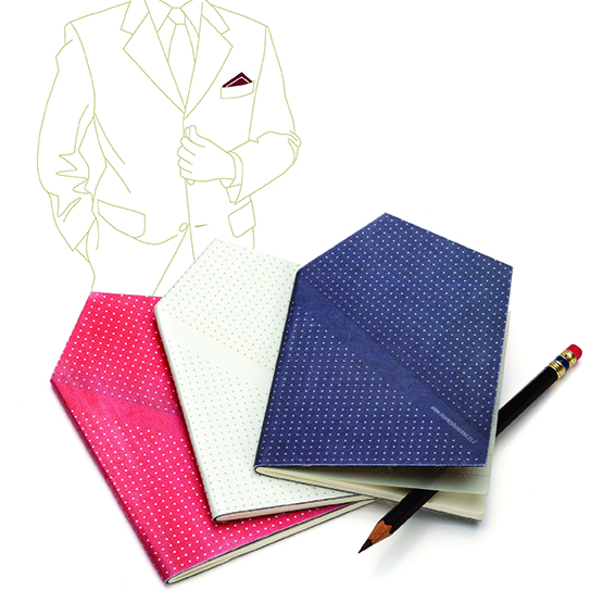 Is he studious and stylish? This handkerchief-looking notebook can be tucked into his breast pocket to look like a pocket square. Hankie pocketbook