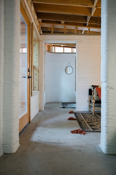 the interior of a 3D printed home