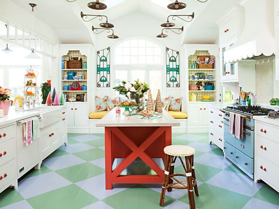 Kitchen with colorful Christmas decor