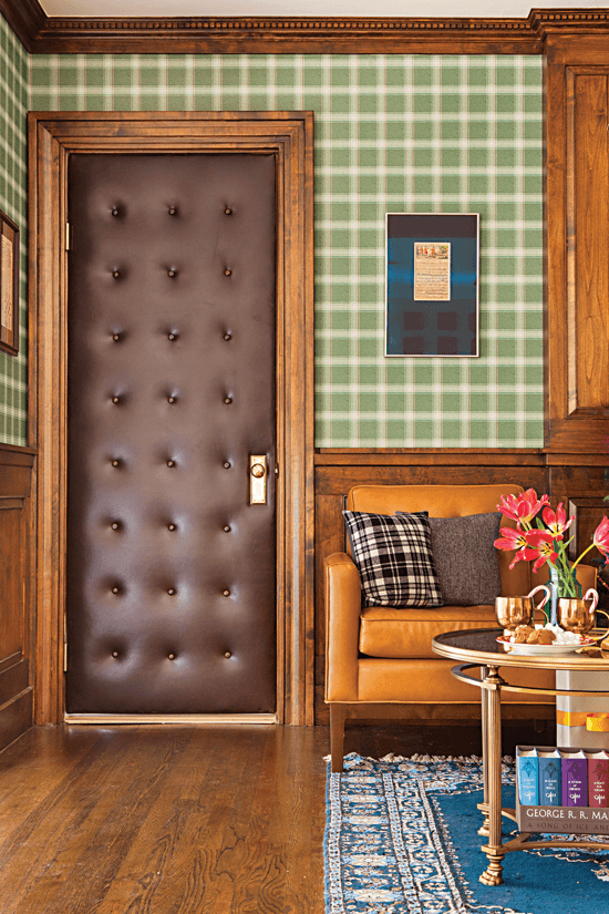 Leather-tufted door