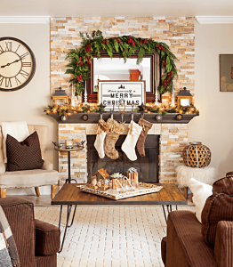 farmhouse style christmas mantel