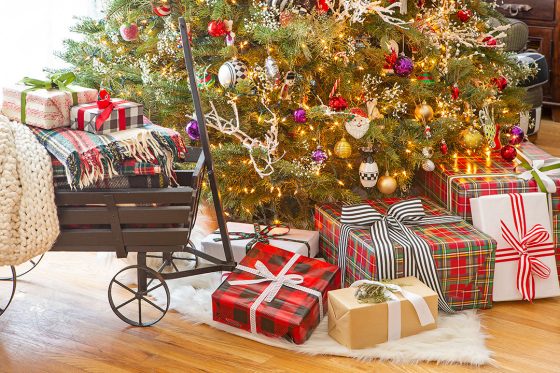 Wrapped presents under a Christmas Tree