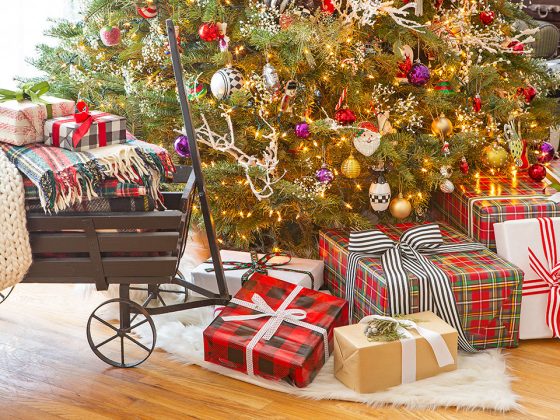 Wrapped presents under a Christmas Tree