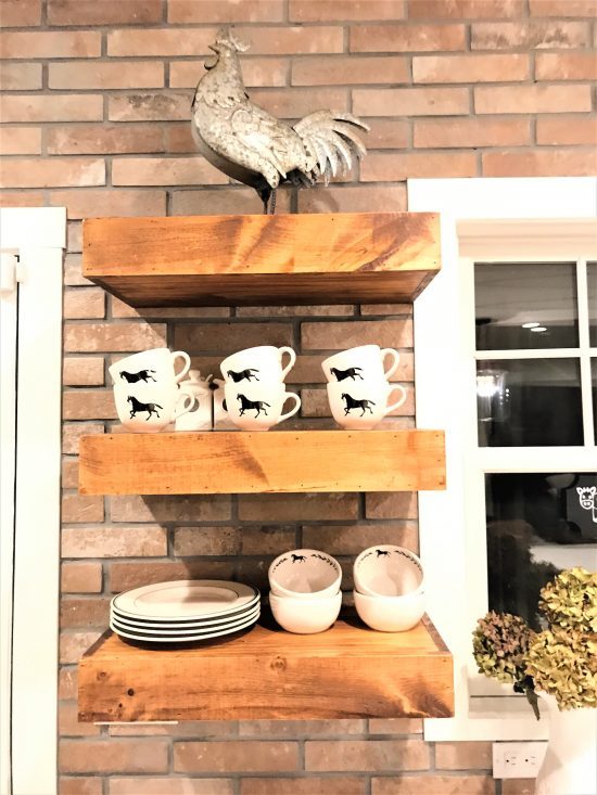 Open shelving in the kitchen.