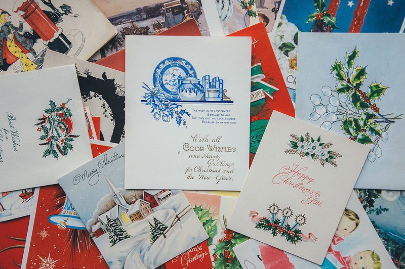 A collection of vintage christmas greeting cards