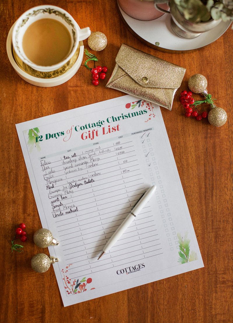 Christmas list printable organizer