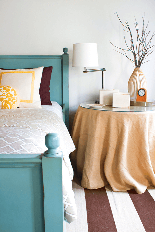 bed paired with simple yet textural linens