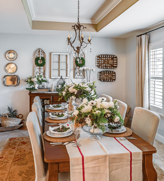 dining room with christmas decor 