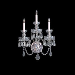 Crystorama traditional crystal 3 light 15” wide wall sconce with clear spectra crystals.