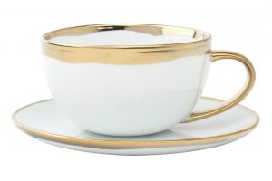 Canvas Dauville gold glazed cup & saucer from Burke Décor.