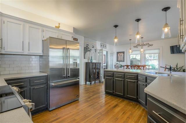 Remodeled Kitchen with Grey Cabinets.