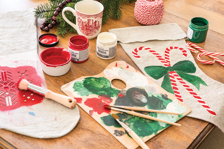 How To Make DIY Painted Christmas Stockings - Cottage style