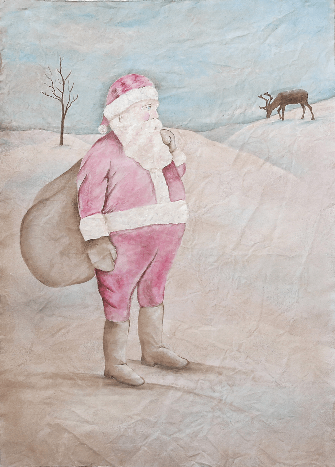 A pink Shabby Chic Santa Clause pays homage to the vintage figures Rachel Ashwell collected from flea markets. 