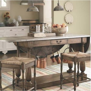 rustic kitchen island with fold-down leafs